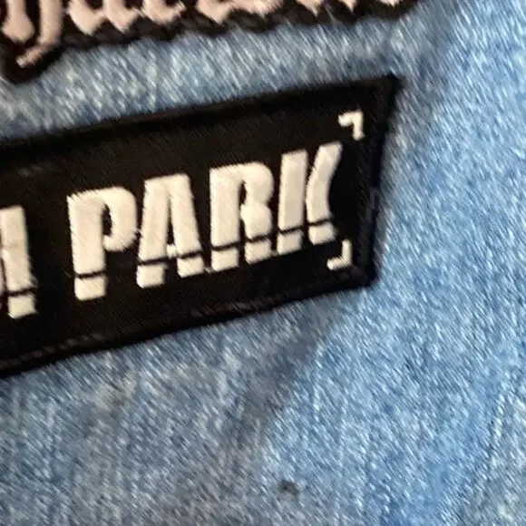 Steve & Barry's Blue Denim Jacket with Band Patches - Picture 3 of 9